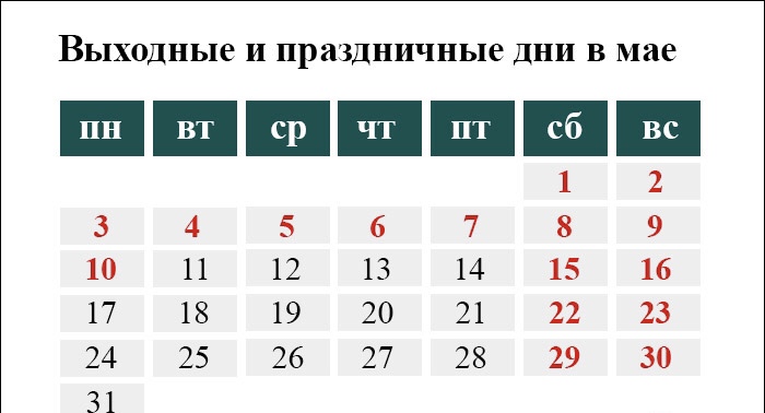 В этом году 4–7 мая будут нерабочими днями